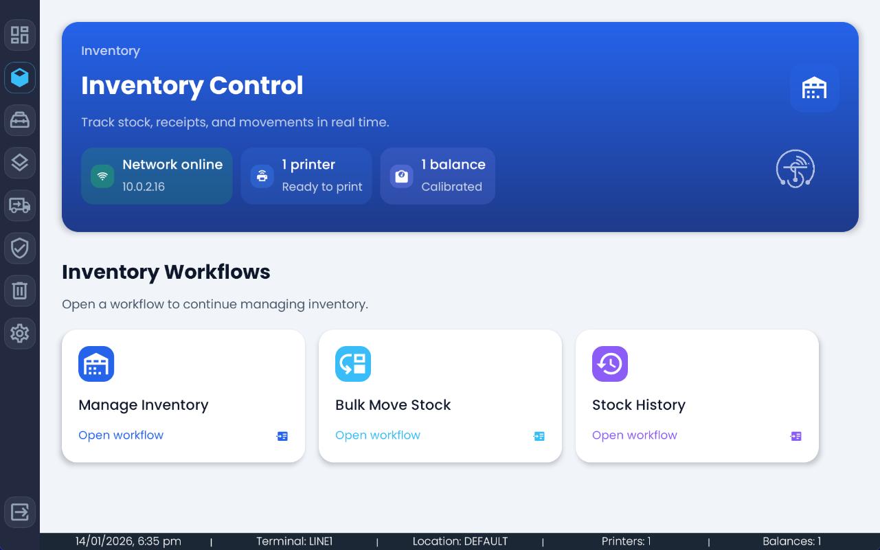Inventory management system with real-time stock control and traceability